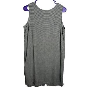 Eddie Bauer LINEN Blend Blue Sleeveless Gingham Mini Dress Preppy Casual Beach M